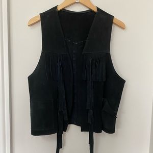 Vintage Hippie Halloween Boho Suede Fringe Vest